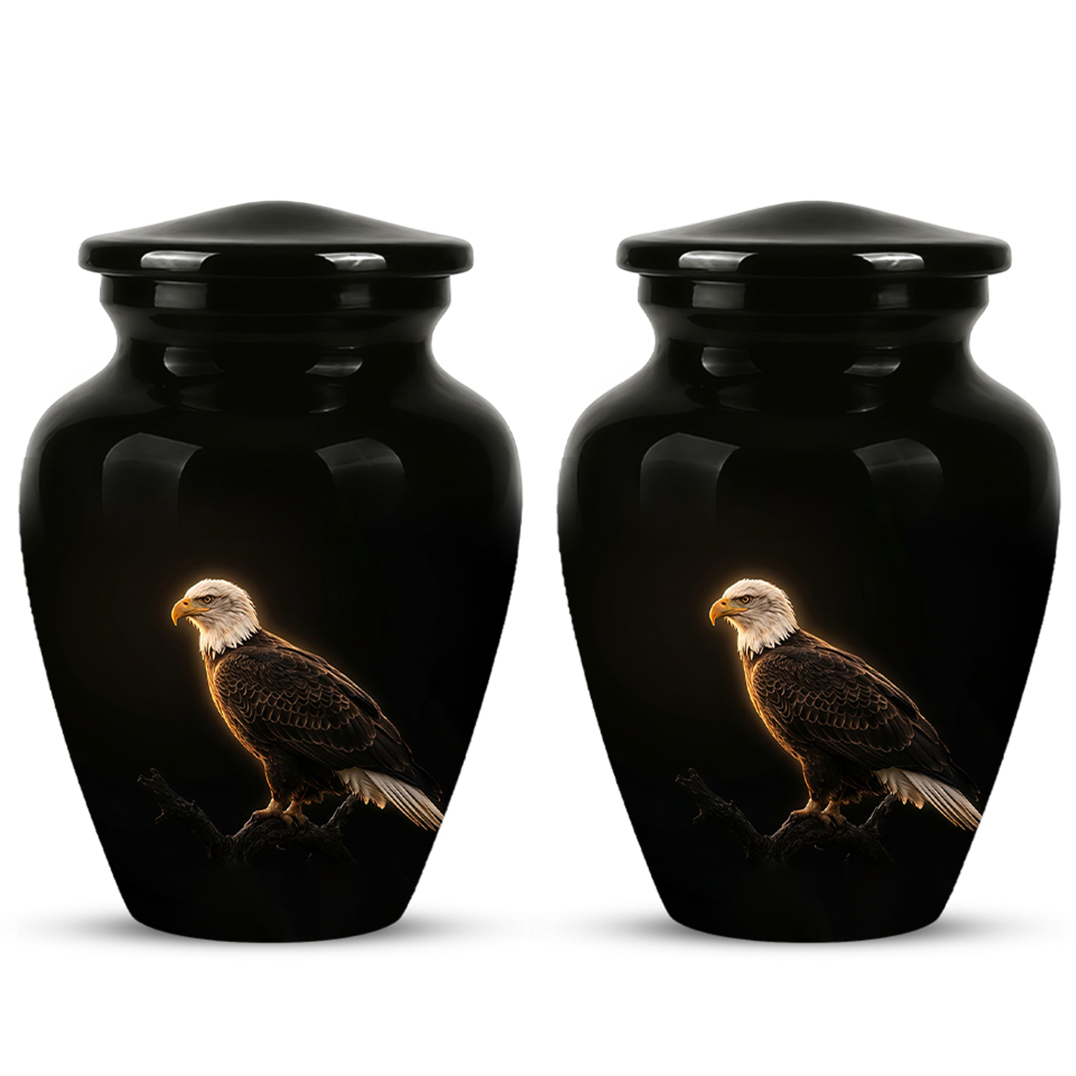 Bald Eagle Cremation Urn - Personalized Black Urns For Human Ashes