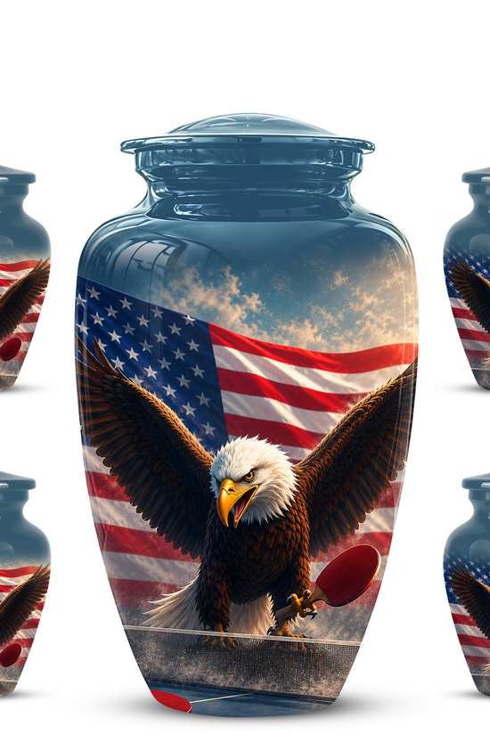 Flying Eagle With American Flag Urn - Patriotic Funeral Memorial Urns