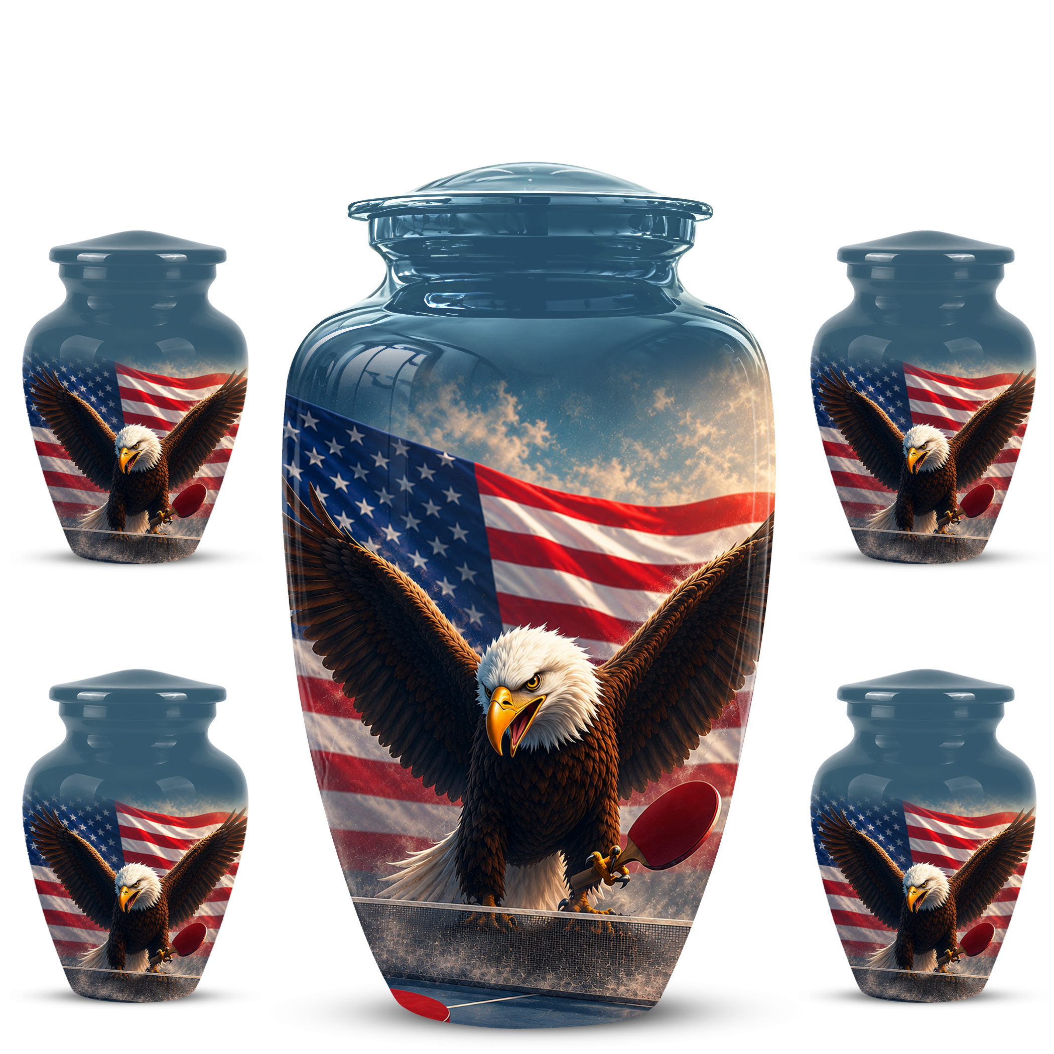Flying Eagle With American Flag Urn - Patriotic Funeral Memorial Urns