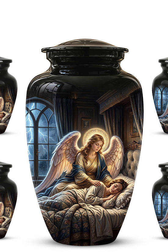 Angel Mom Cremation Urn - Black Memorial Urns For Mother Ashes