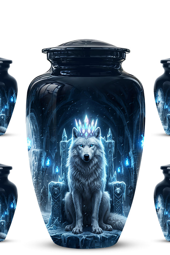 Ice Throne Wolf King Urn for Ashes | Personalized Urn Memorial