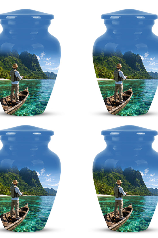 Father Fishing Cremation Urn - Majestic Memorial Urns For Human Ashes