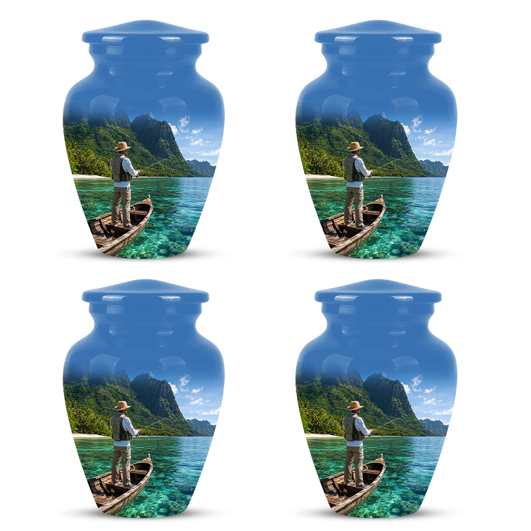 Father Fishing Cremation Urn - Majestic Memorial Urns For Human Ashes