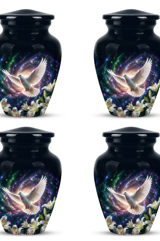 White Flying Dove Cremation Urn - Personalized Black Memorial Urns