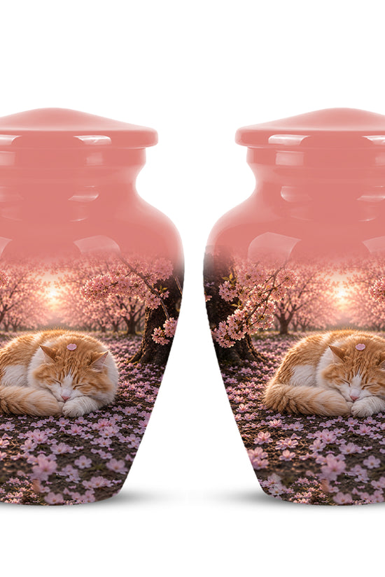 Orange Sleeping Cat - A Peaceful Resting Tribute Urns For Pet Ashes