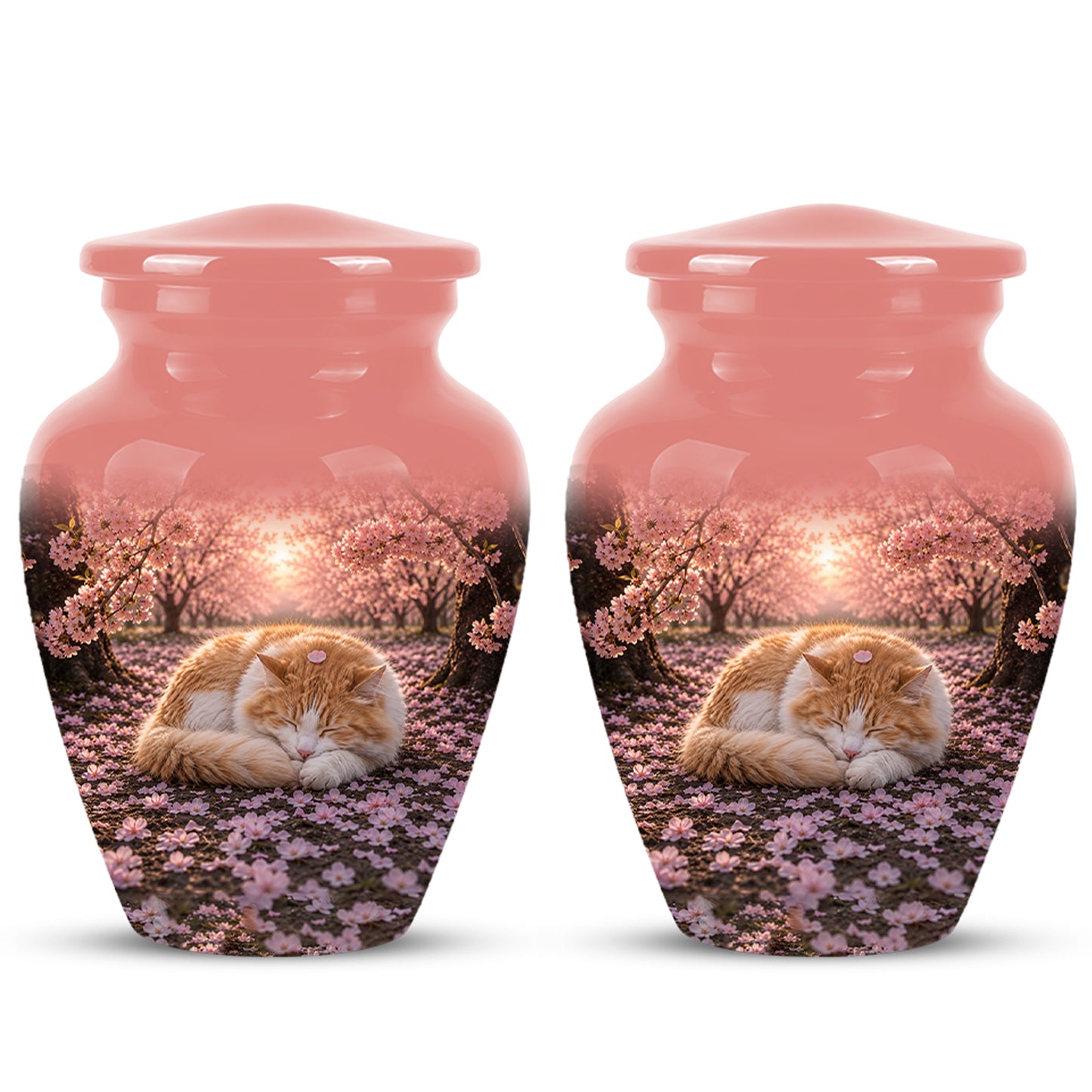 Orange Sleeping Cat - A Peaceful Resting Tribute Urns For Pet Ashes