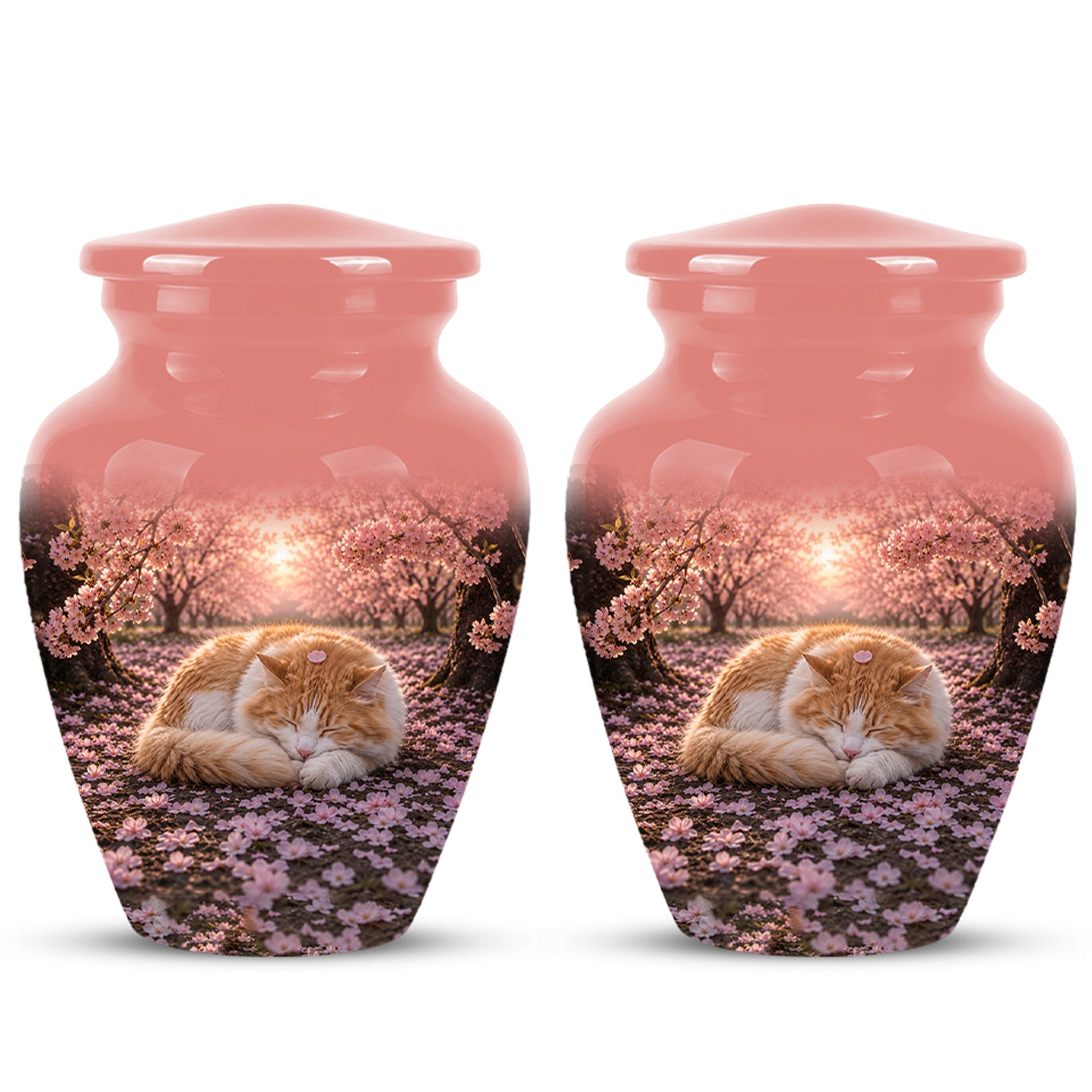 Orange Sleeping Cat - A Peaceful Resting Tribute Urns For Pet Ashes