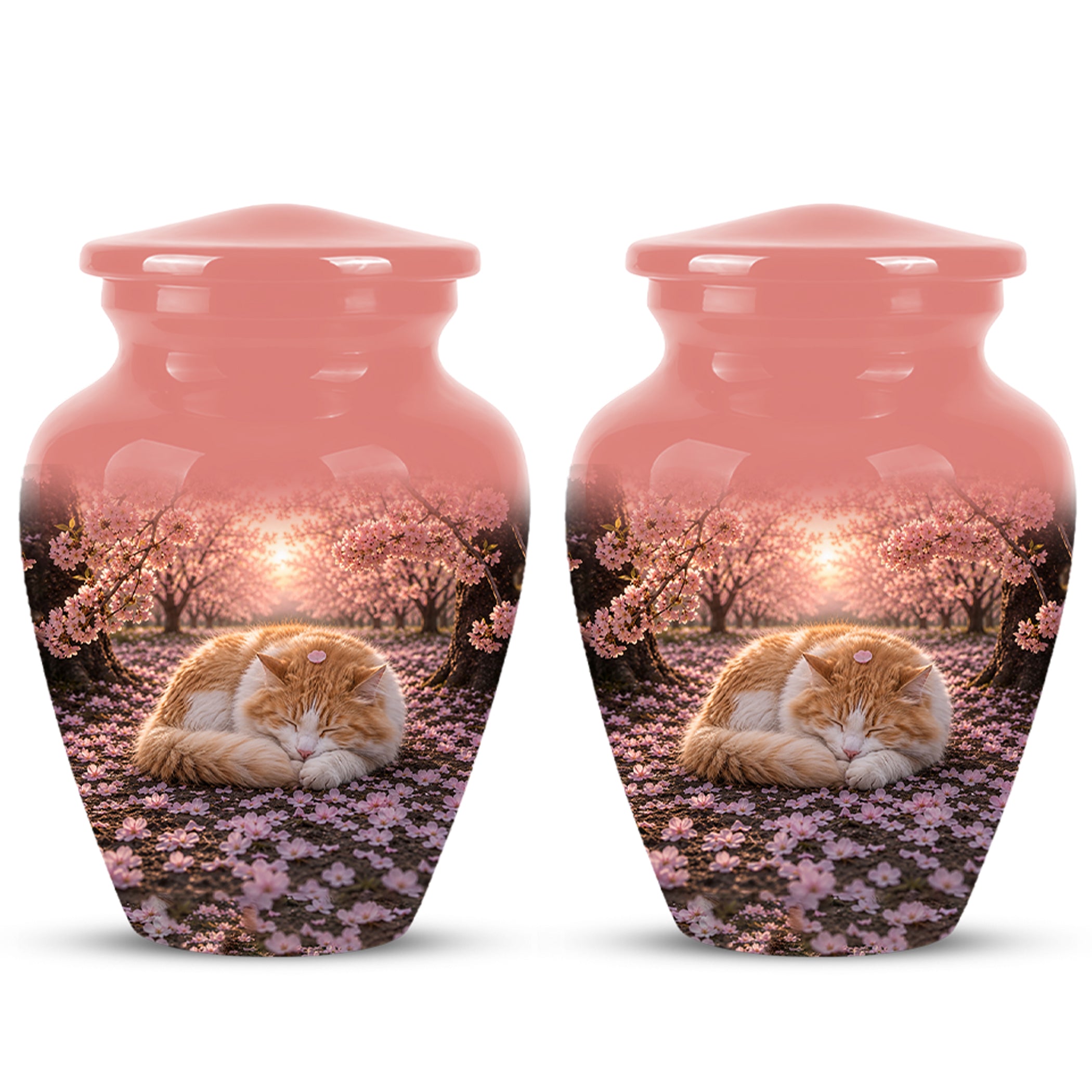 Orange Sleeping Cat - A Peaceful Resting Tribute Urns For Pet Ashes