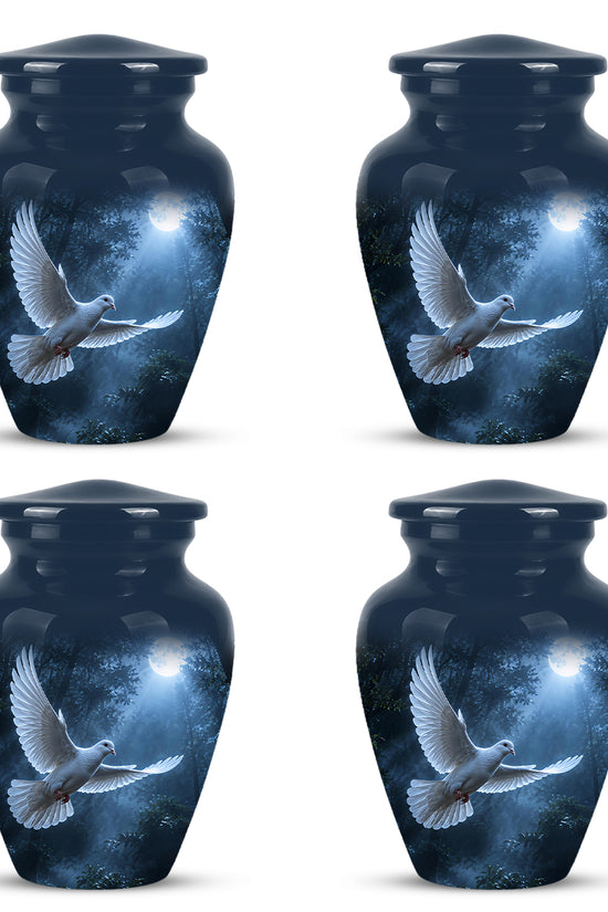 White Flying Dove Cremation Urn - Night Moon Memorial Urns For Ashes