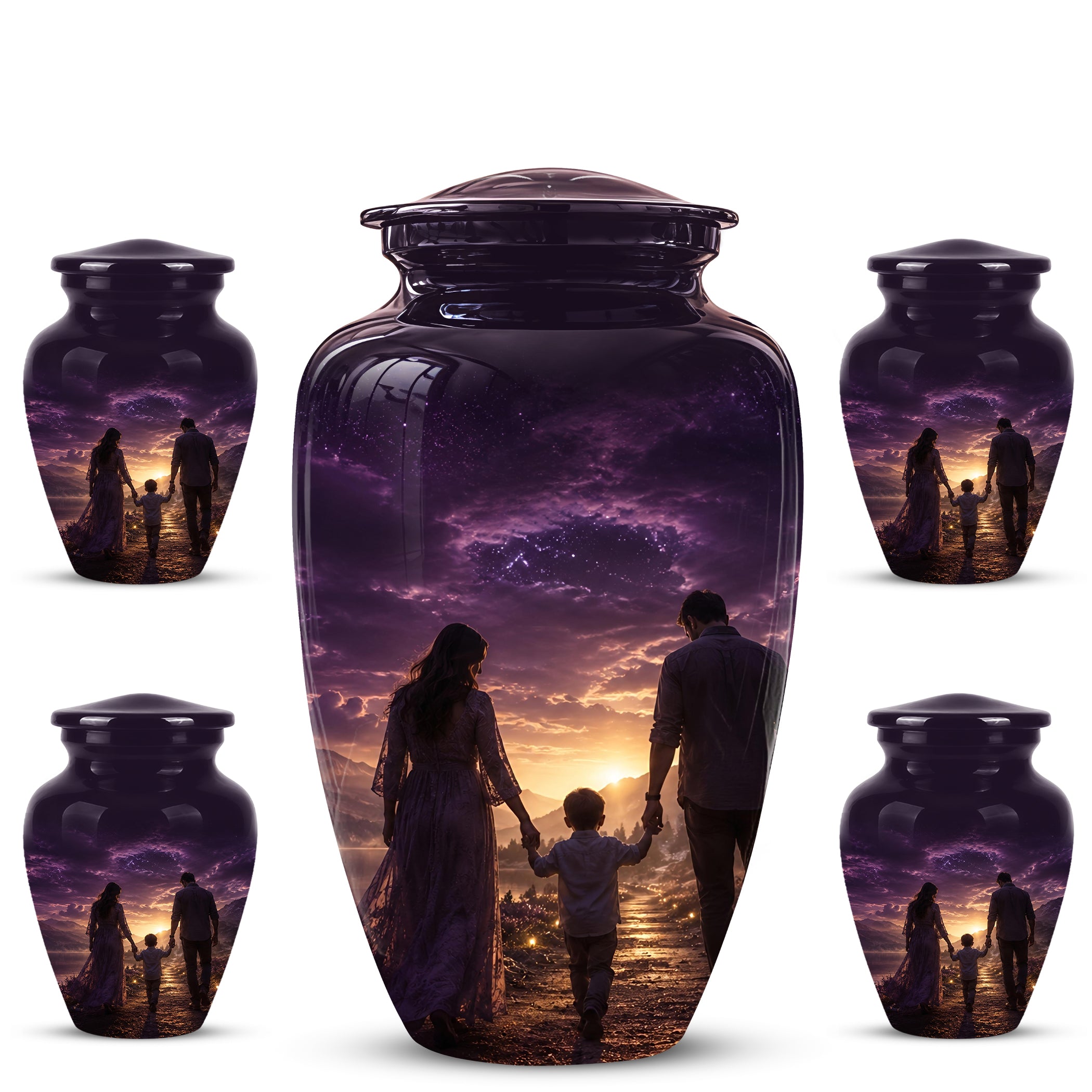 Father, Son & Mother Memorial Urn - Artistic Burial Urns For Human Ashes