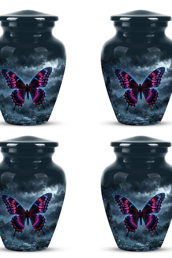 Colorful Butterfly Cremation Urn - Personalized Black Memorial Urns