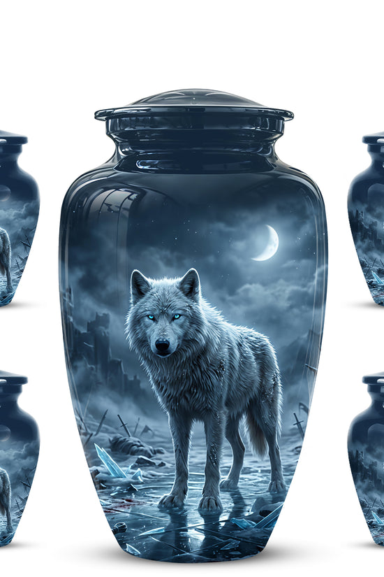 Moonlight White Wolf Urn for Human Ashes - Urns For Men & Women Ashes