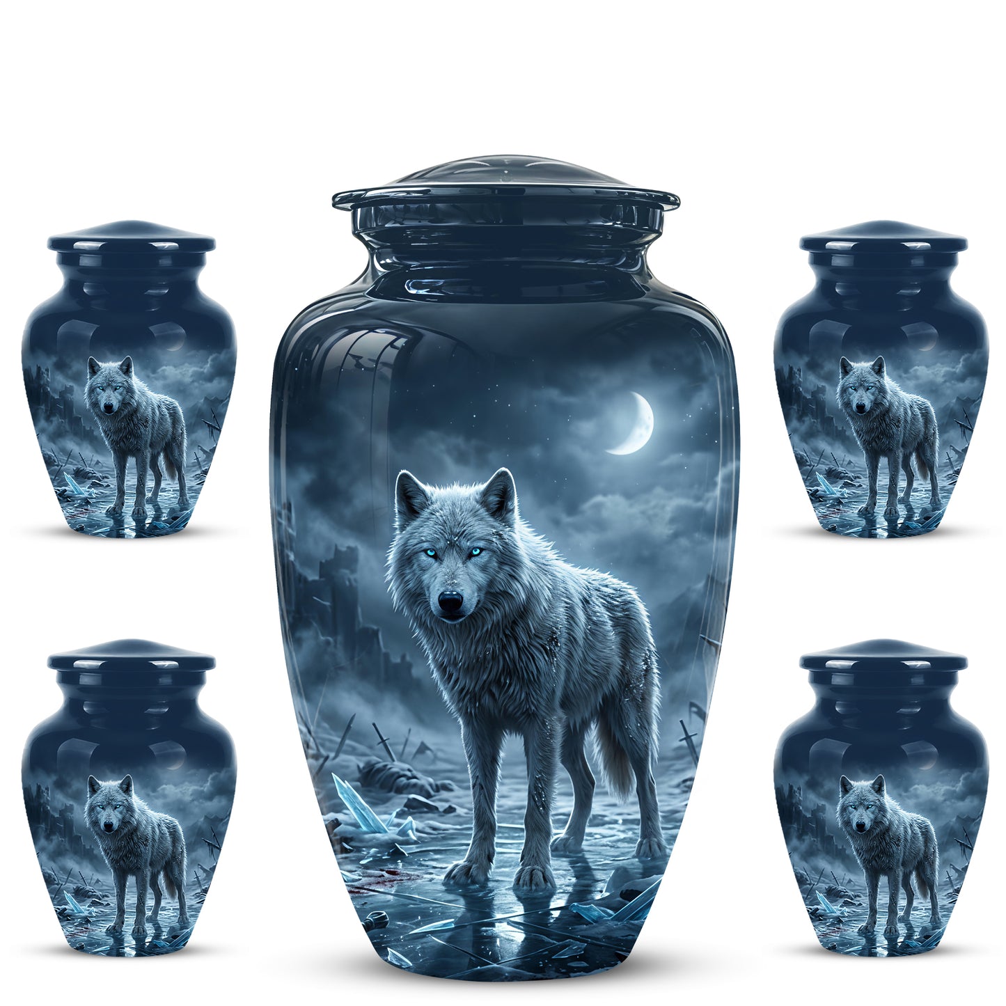 Moonlight White Wolf Urn for Human Ashes - Urns For Men & Women Ashes