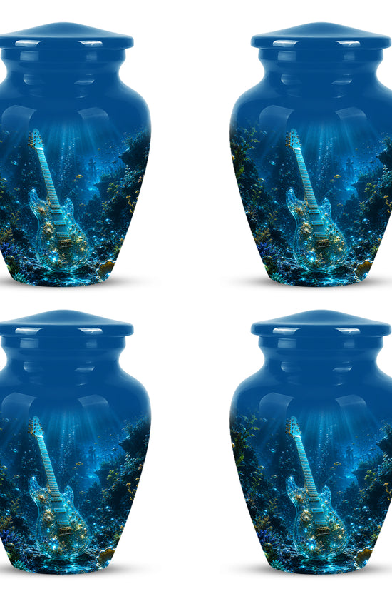 Underwater Guitar Themed Urn -Peaceful Memorial Tribute Urns For Ashes