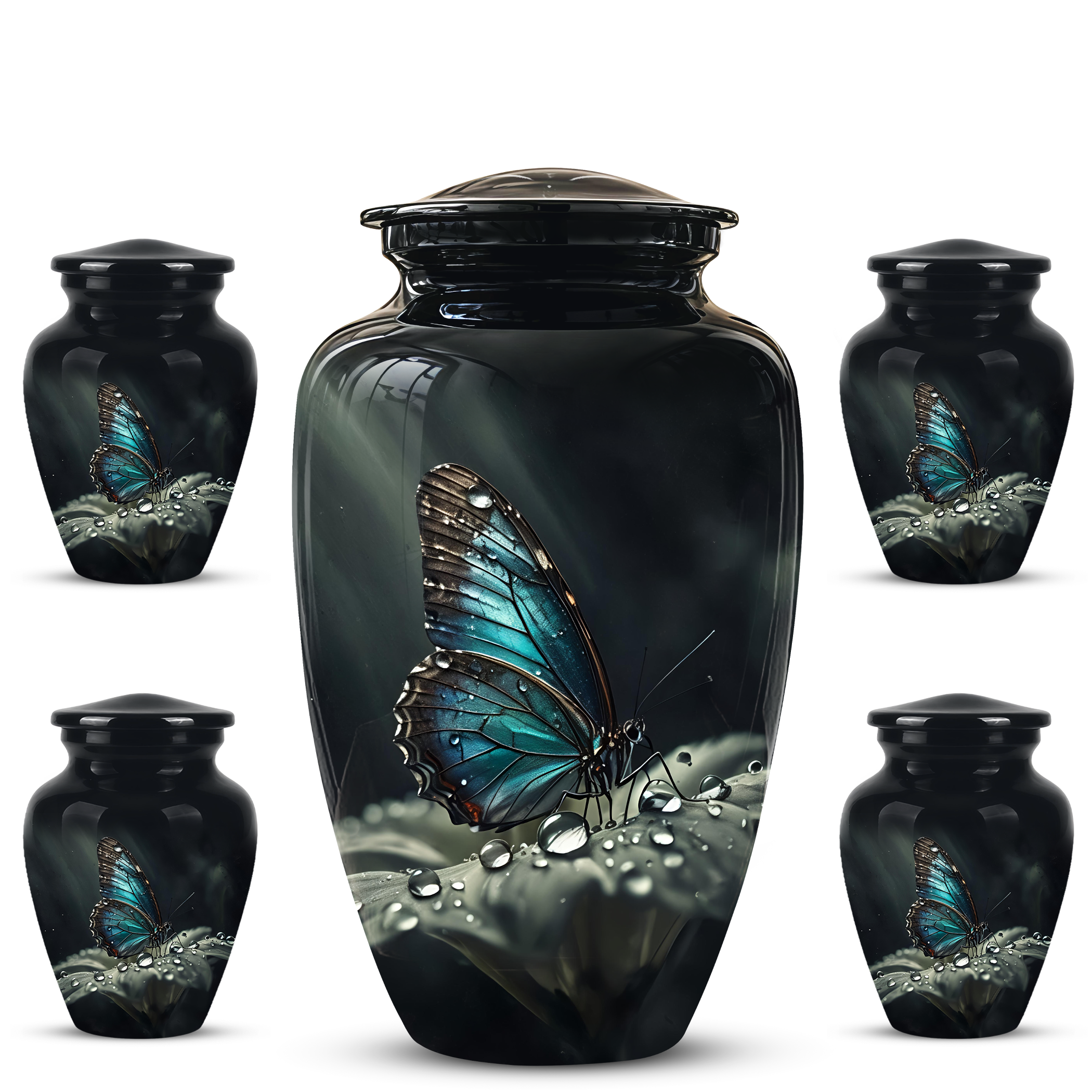 Blue Morpho Butterfly Cremation Urn - Beautiful Burial Urns For Mom Ashes