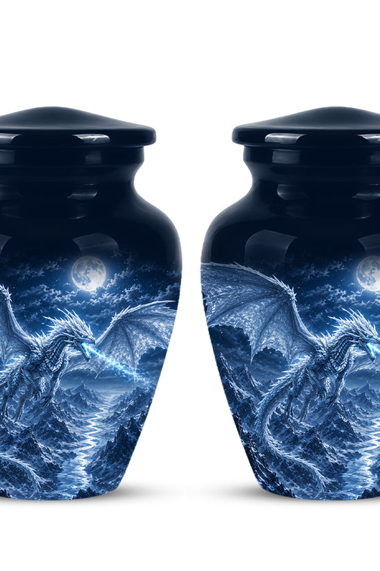 White Dragon Cremation Urn - Majestic Classic Dragon Urns For Human Ashes