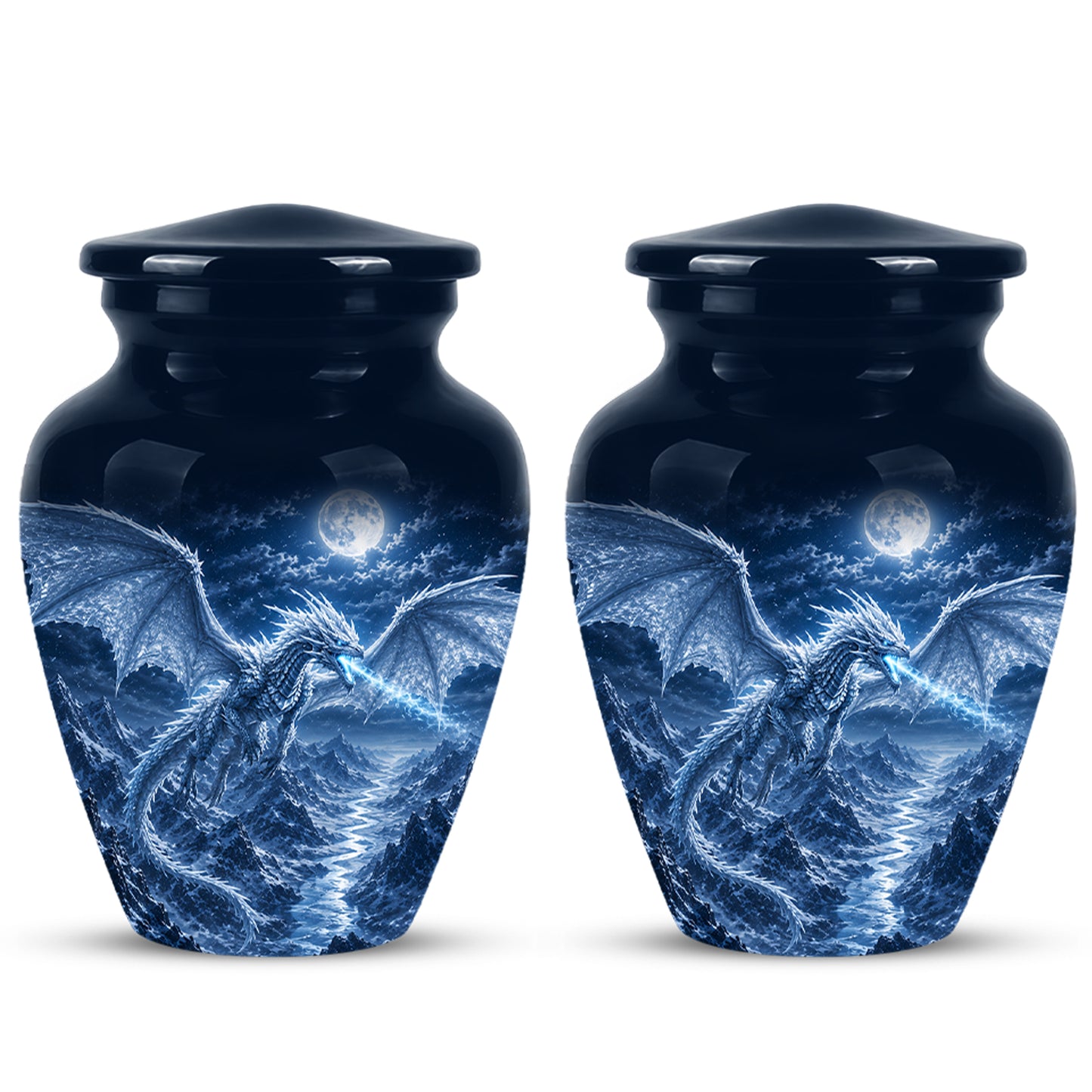 White Dragon Cremation Urn - Majestic Classic Dragon Urns For Human Ashes