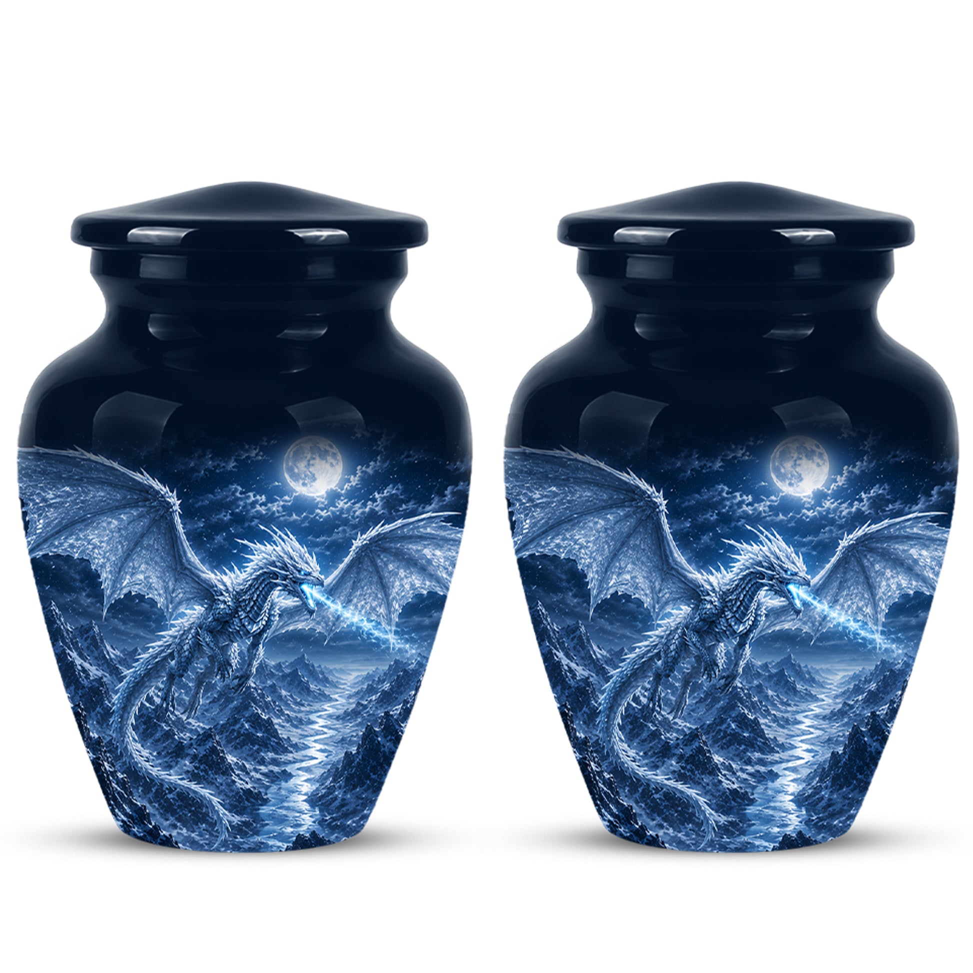 White Dragon Cremation Urn - Majestic Classic Dragon Urns For Human Ashes