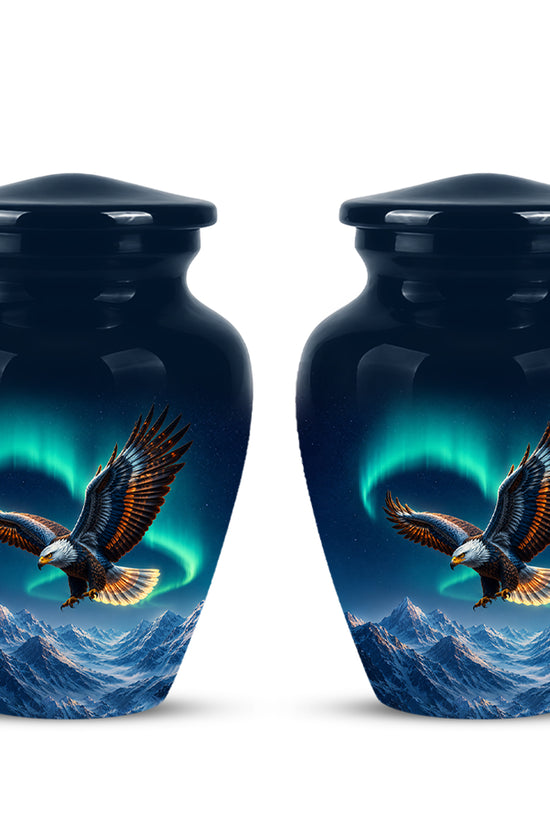 Majestic Eagle Blue Cremation Urn - Personalized Northern Lights Urns
