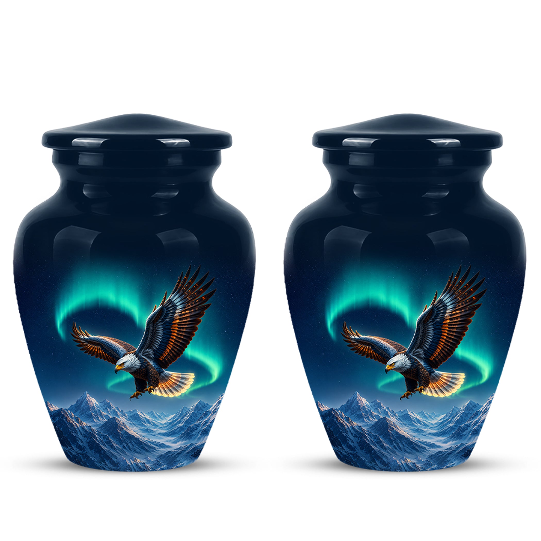 Majestic Eagle Blue Cremation Urn - Personalized Northern Lights Urns