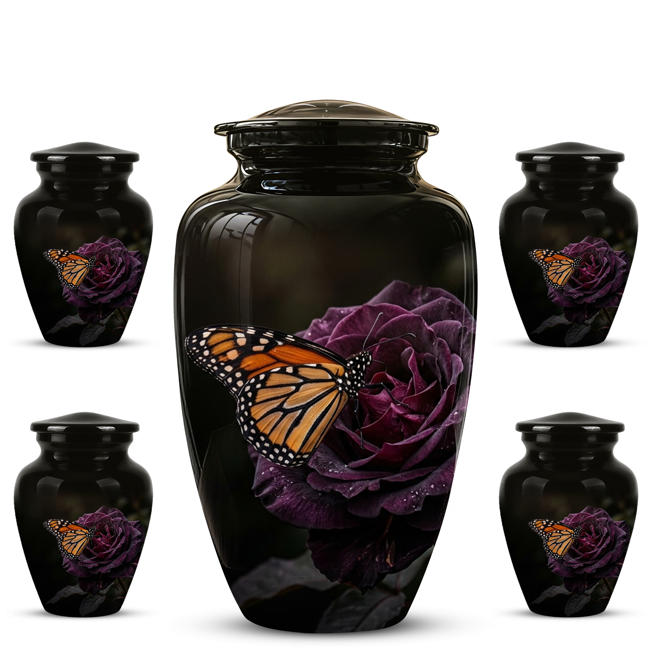 Yellow Butterfly On Purple Flower - Beautiful Burial Urns For Mom Ashes