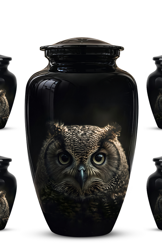 Owl Cremation Urns For Human Ashes - Black Burial Urns For Dad