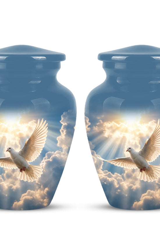 White Dove Bird Themed Urn - Custom Handcrafted Memorial Urns For Ashes