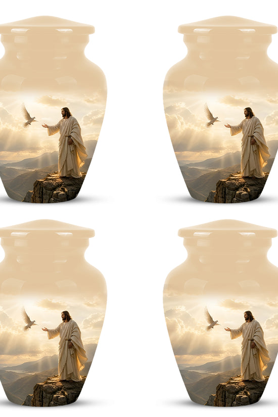 Jesus With Dove Themed Urn - Peaceful Eternal Rest Urn For Human Ashes