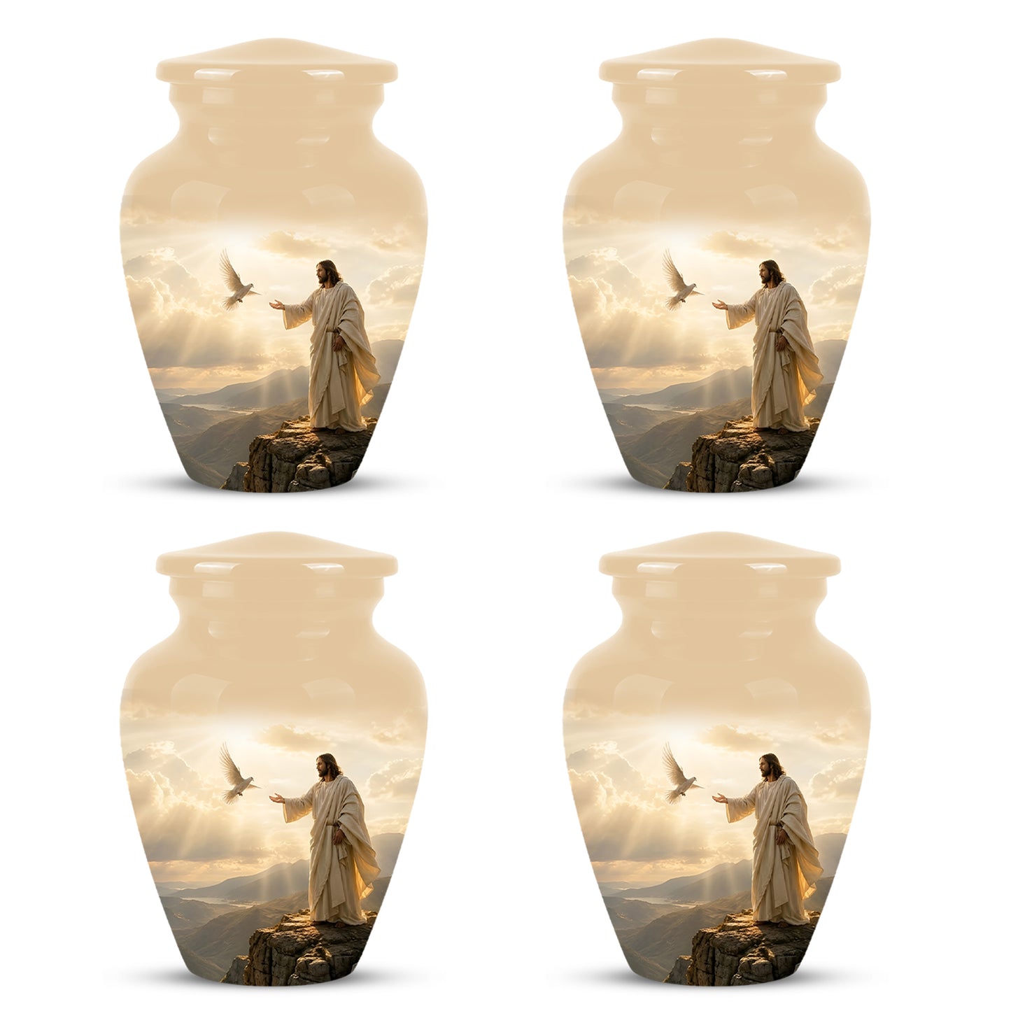 Jesus With Dove Themed Urn - Peaceful Eternal Rest Urn For Human Ashes