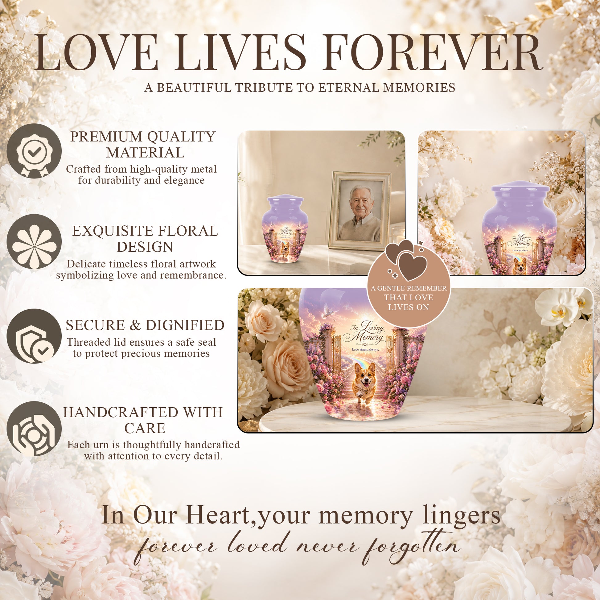 Pet Dog Memorial Urn – Personalized Dog Cremation Urn for Pets Ashes