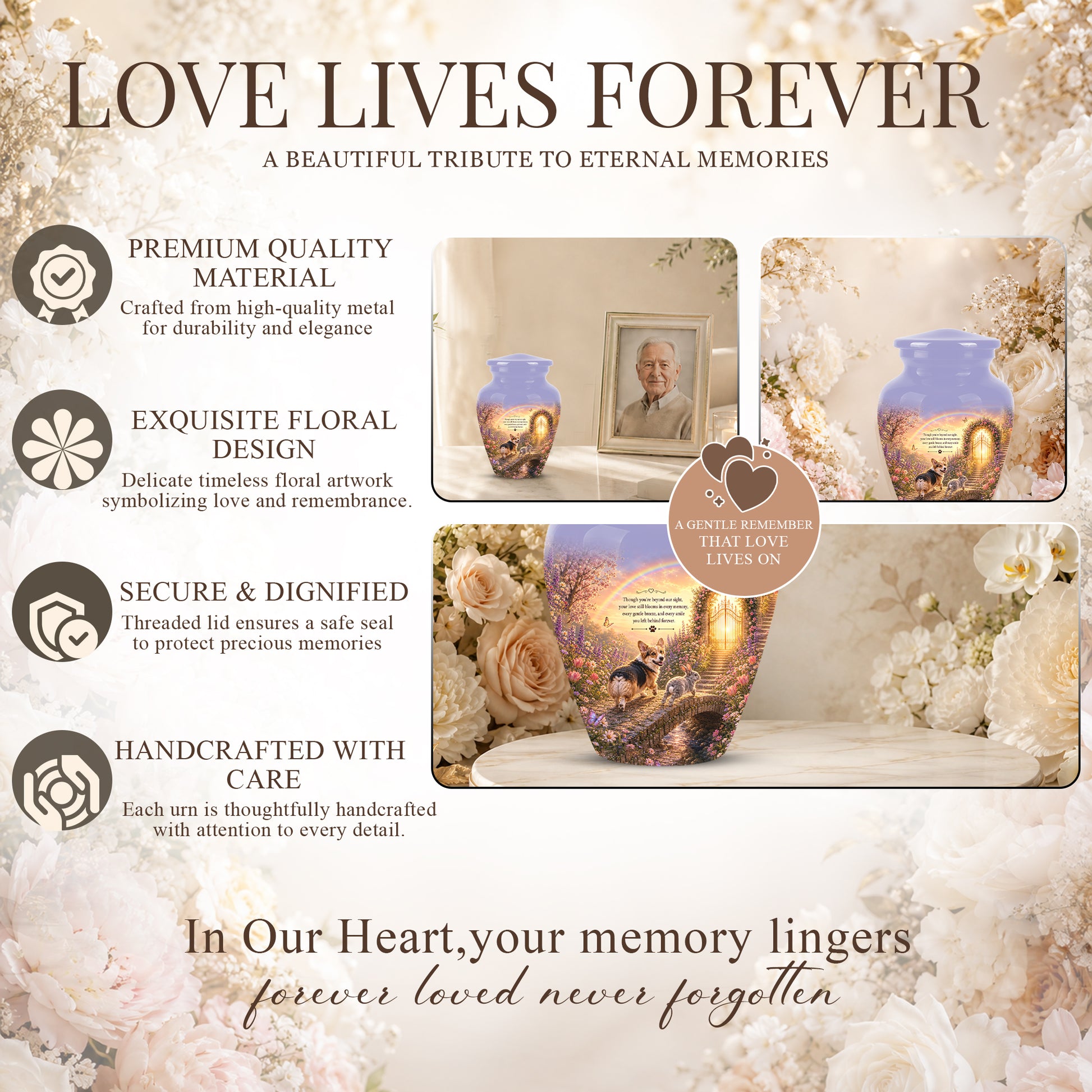 Rainbow Bridge Pet Memorial Urn – Personalized Urn For Dog & Cat