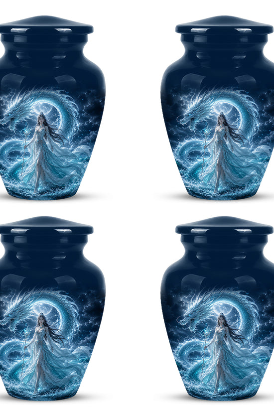 Dragon And Moon Goddess Fantasy Urn - Artistic Memorial Urns For Ashes