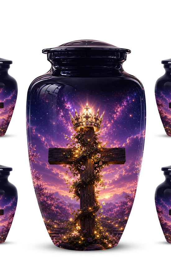 Cross With Crown Cremation Urn for Ashes – Spiritual Memorial Urns