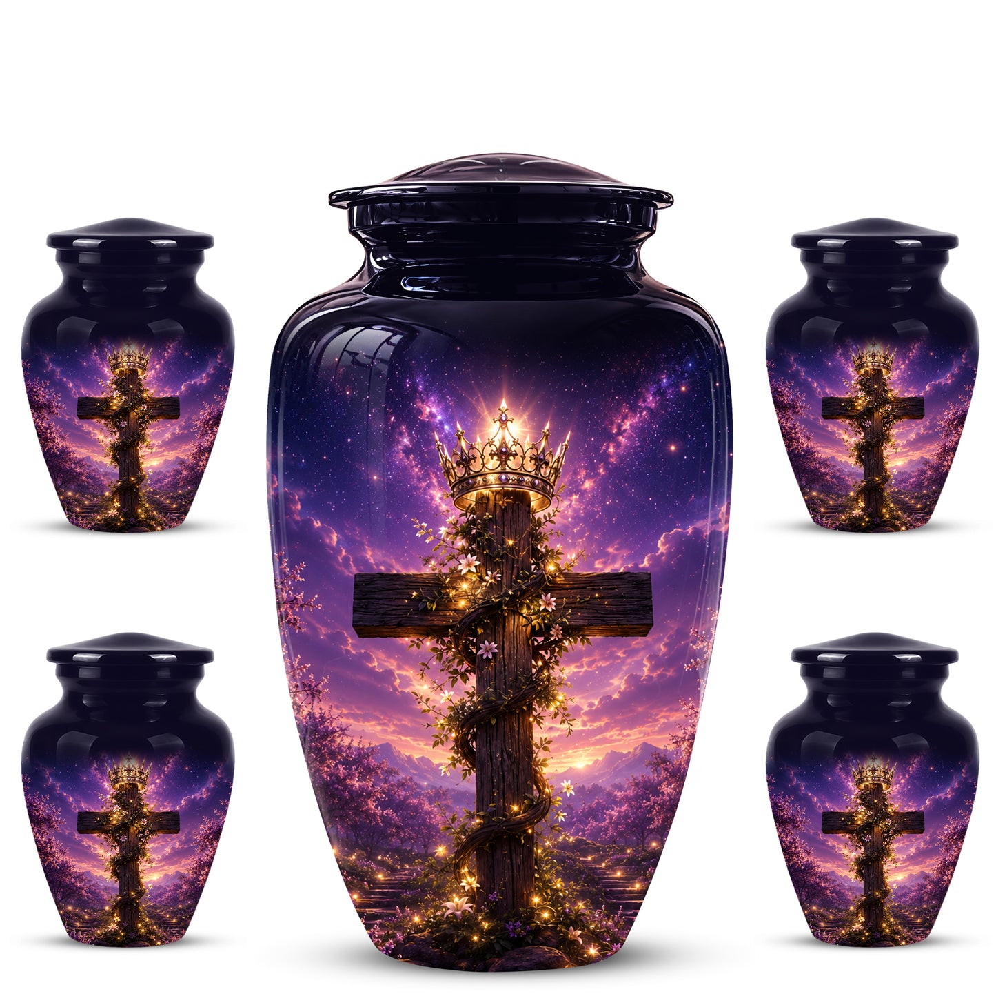 Cross With Crown Cremation Urn for Ashes – Spiritual Memorial Urns