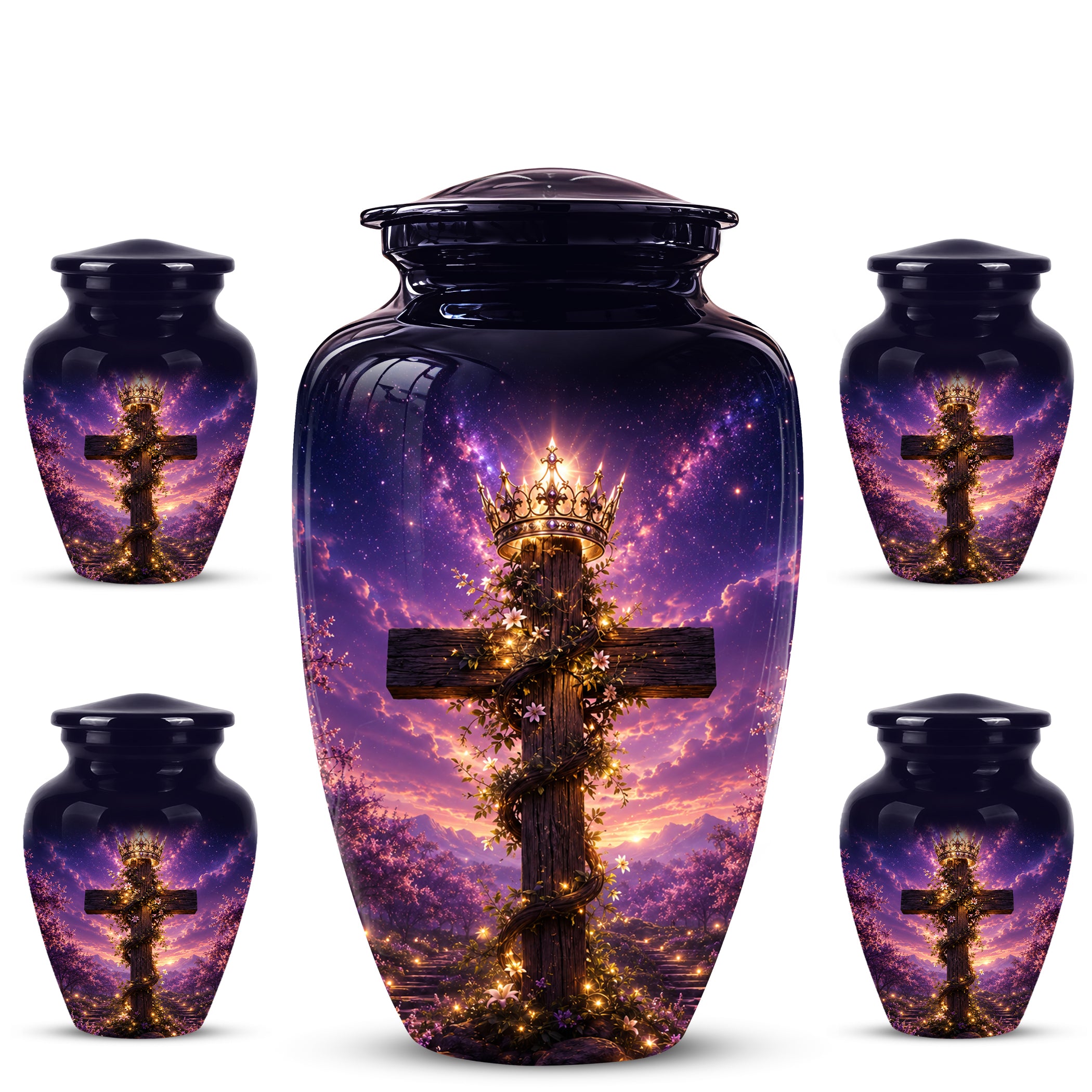 Cross With Crown Cremation Urn for Ashes – Spiritual Memorial Urns