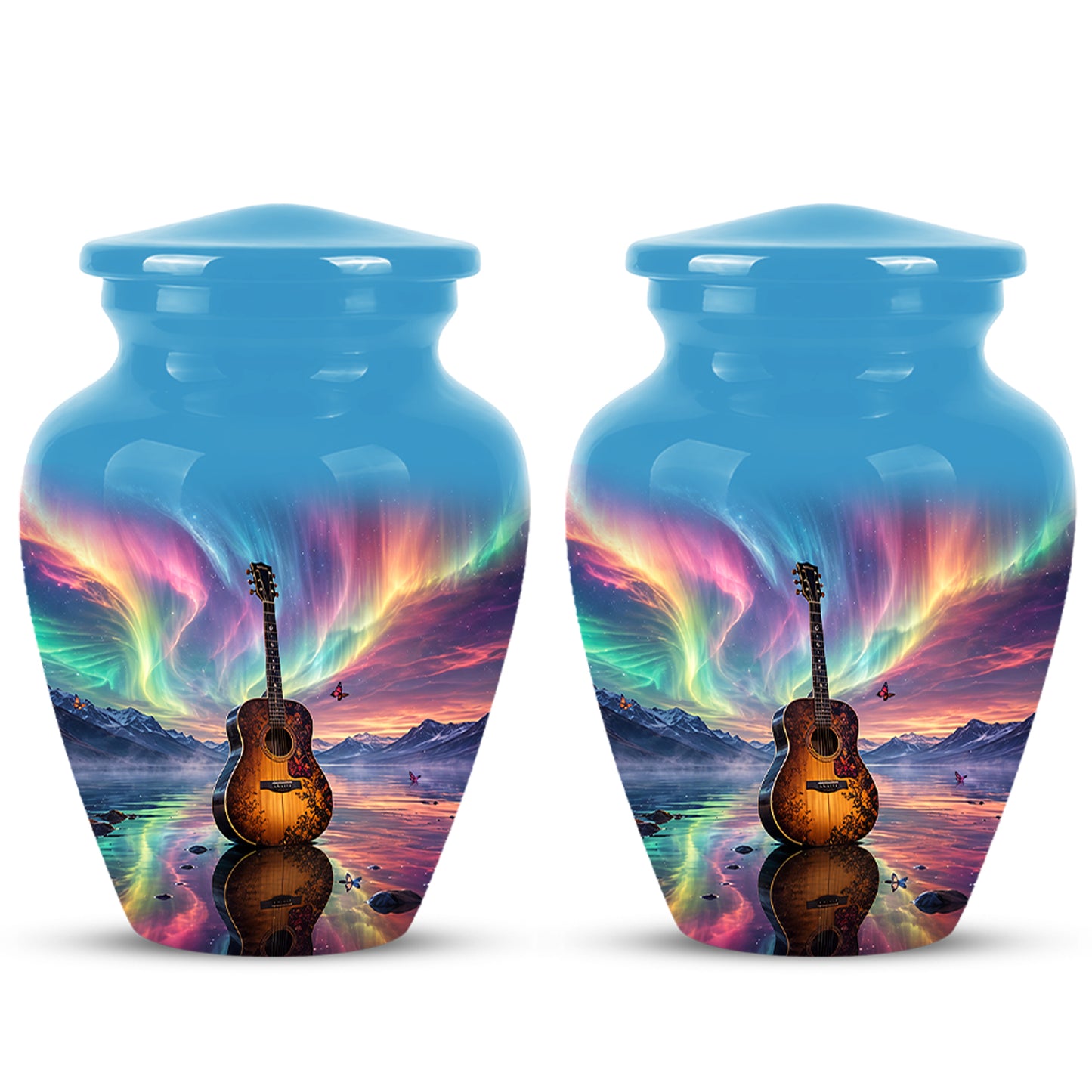 Guitar Aurora Borealis Urn - Classic Memorial Urns For Music Lovers