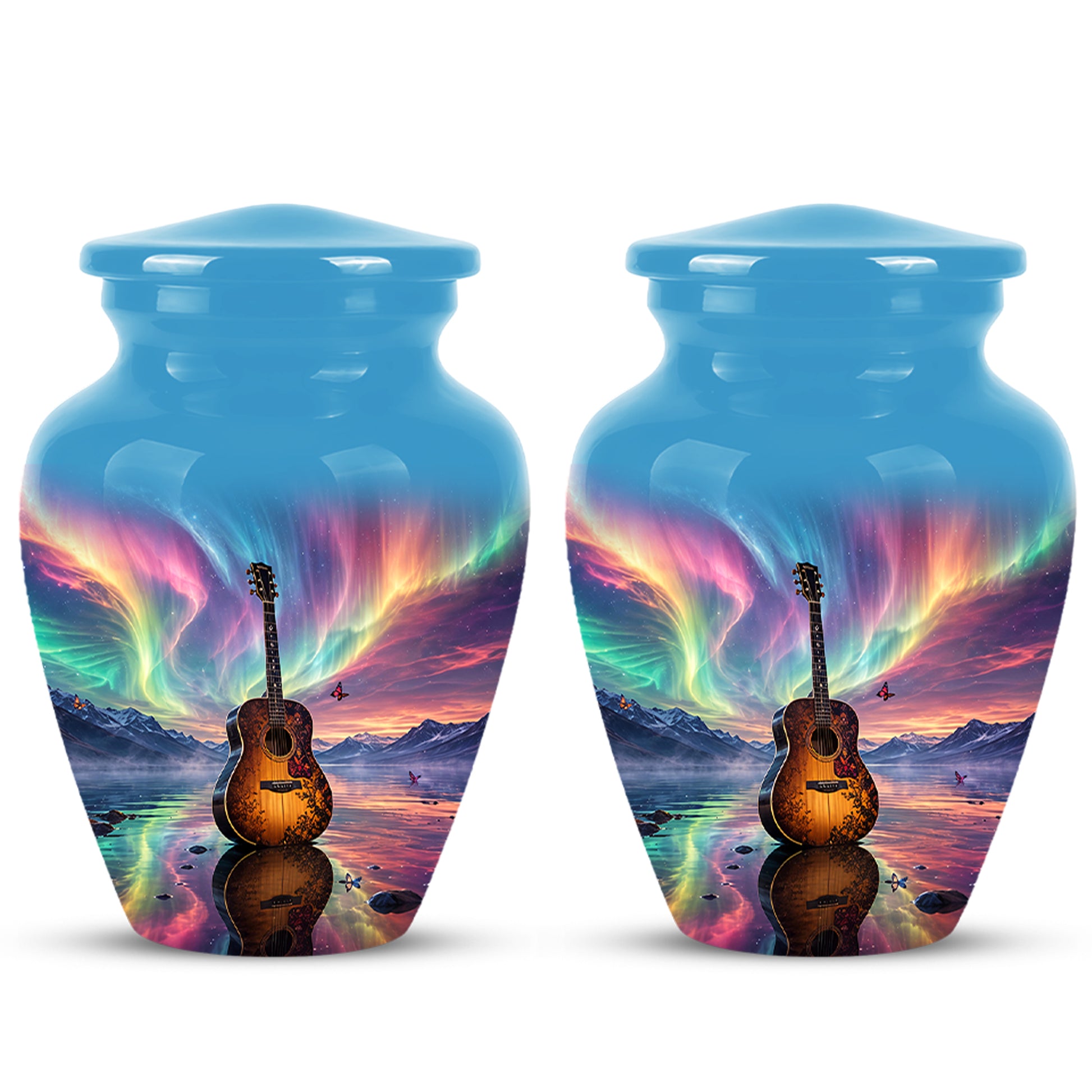 Guitar Aurora Borealis Urn - Classic Memorial Urns For Music Lovers