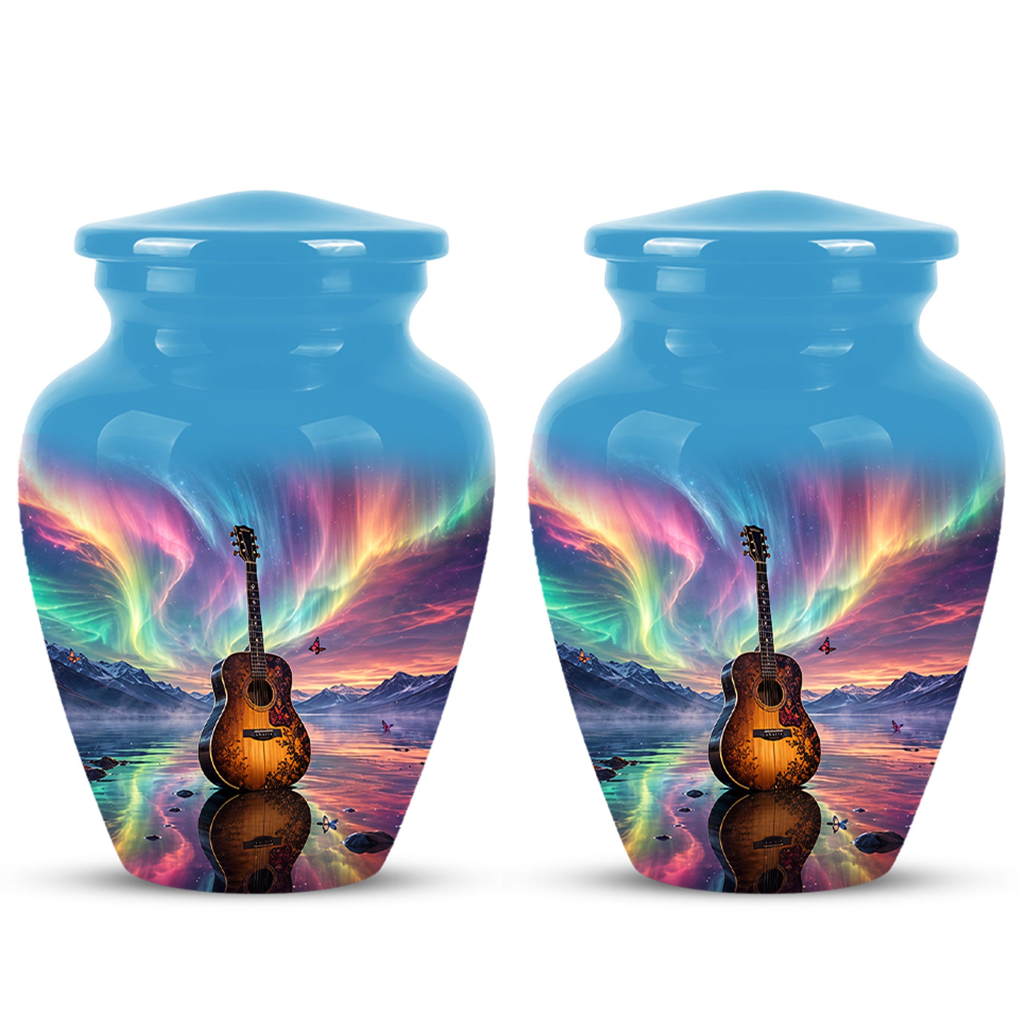 Guitar Aurora Borealis Urn - Classic Memorial Urns For Music Lovers