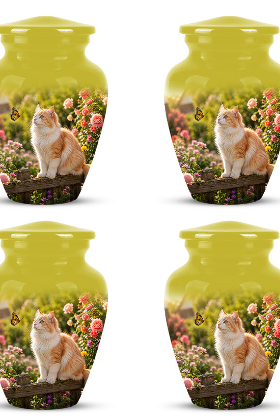 Orange Cat Cremation Urn - Beautiful Eternal Tribute Urn For Pet Ashes