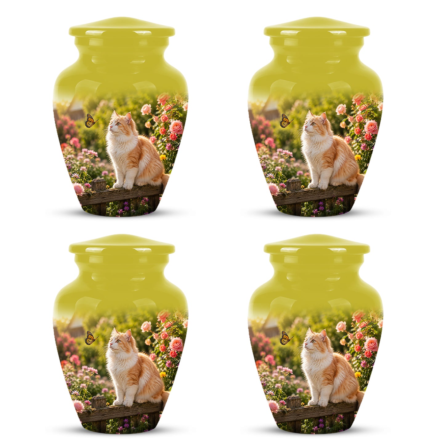 Orange Cat Cremation Urn - Beautiful Eternal Tribute Urn For Pet Ashes