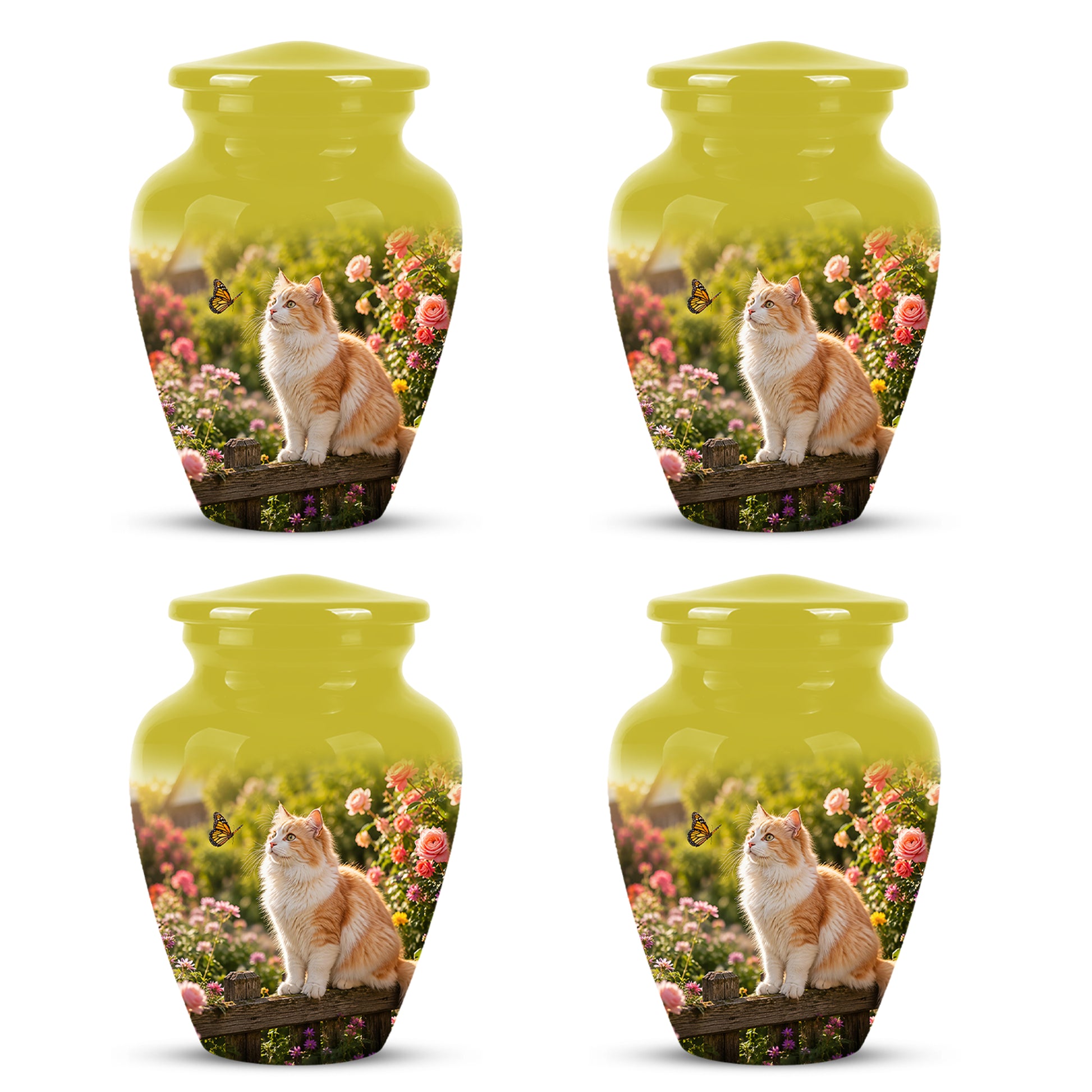 Orange Cat Cremation Urn - Beautiful Eternal Tribute Urn For Pet Ashes