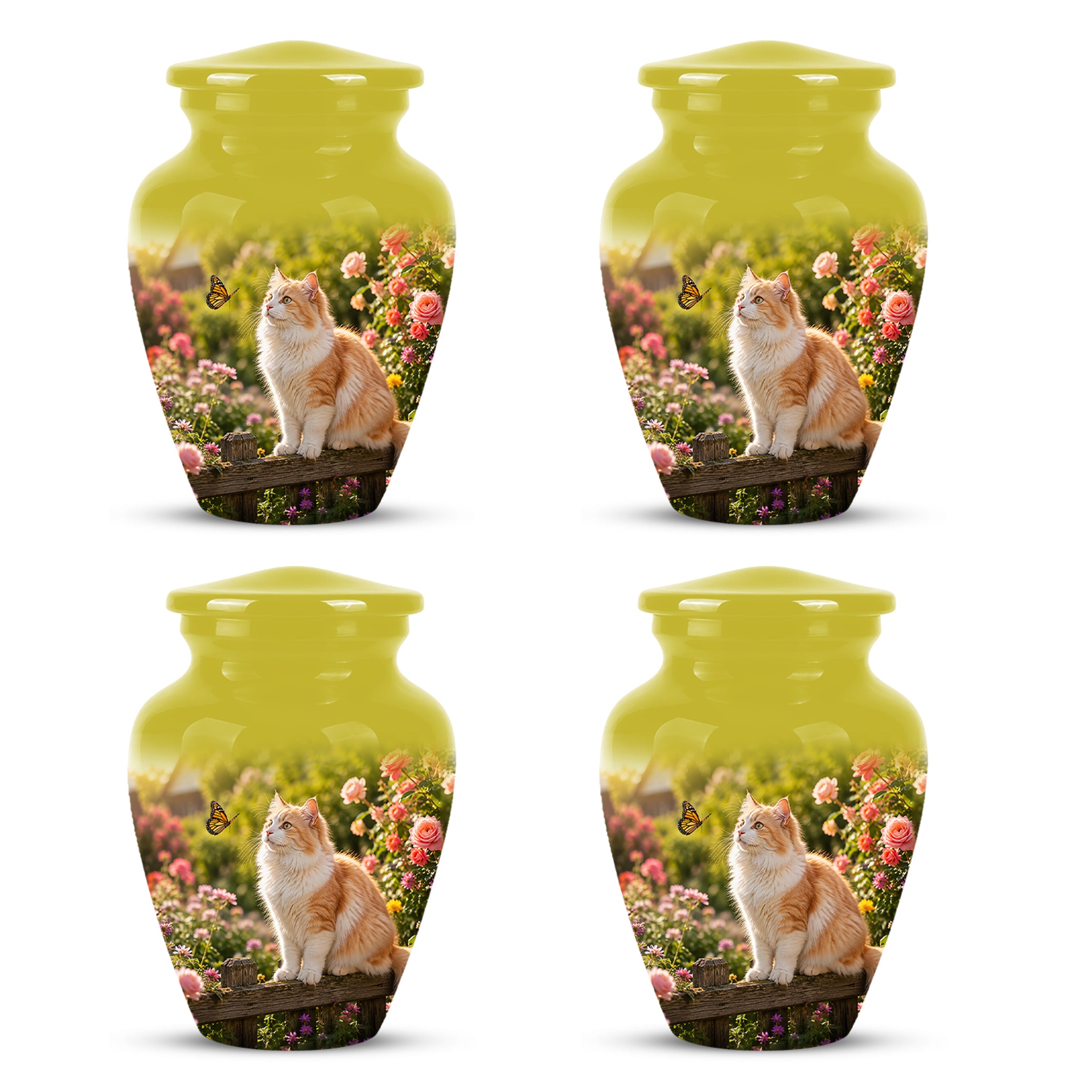 Orange Cat Cremation Urn - Beautiful Eternal Tribute Urn For Pet Ashes