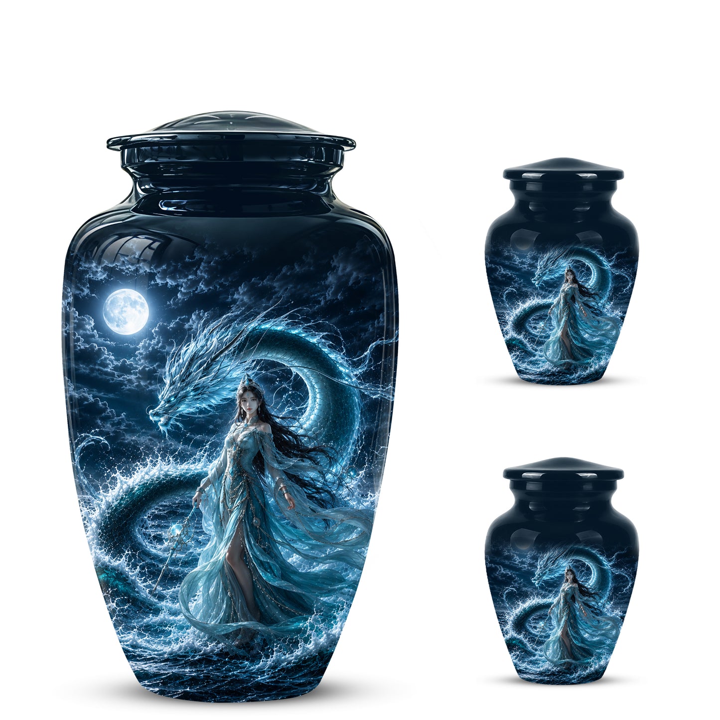 Celestial Dragon & Goddess Cremation Urn - Custom Handmade Adult Urns