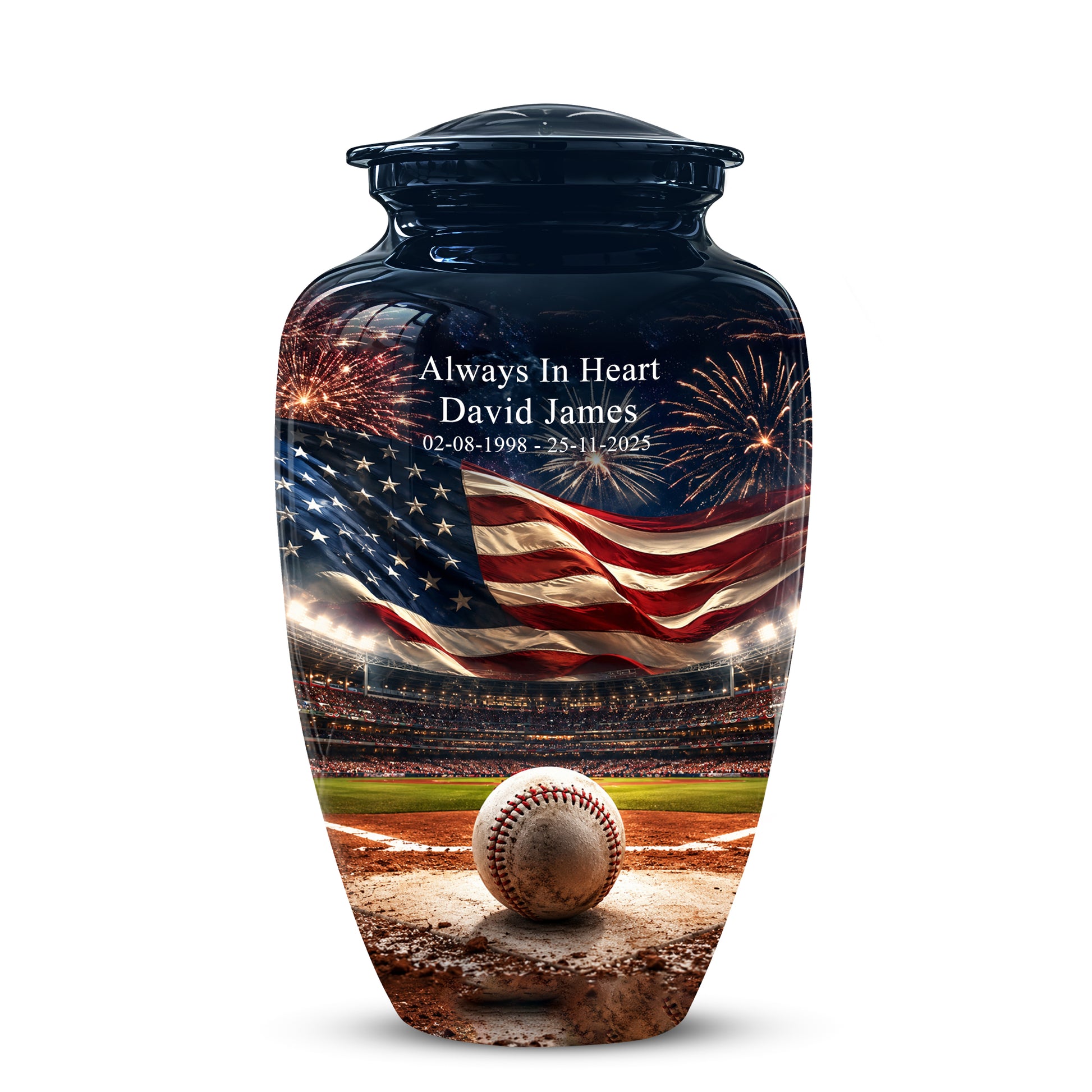 Patriotic Baseball Cremation Urn - Personalized Memorial Urns For Athletes