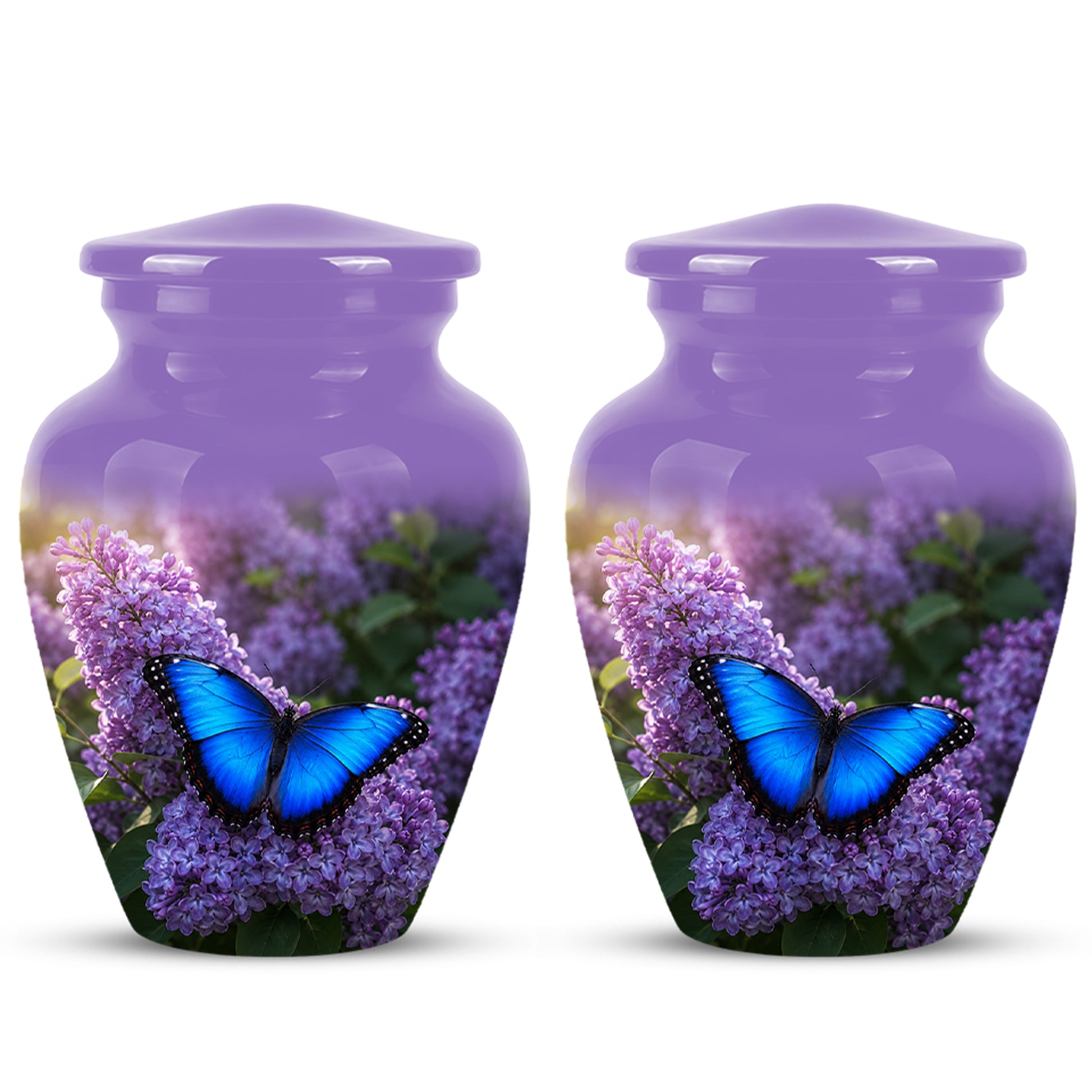 Blue Butterfly Cremation Urn - Purple Color Memorial Urns For Human Ashes