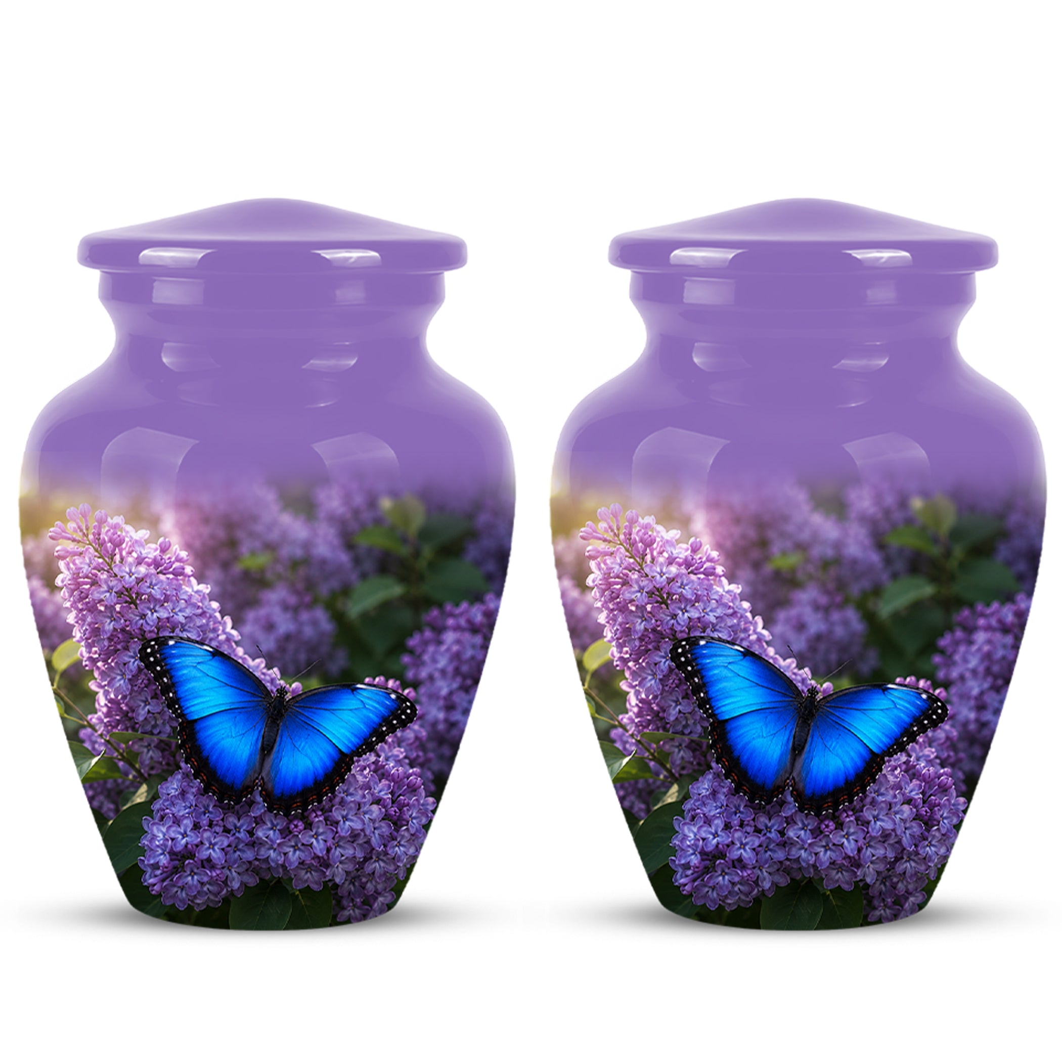 Blue Butterfly Cremation Urn - Purple Color Memorial Urns For Human Ashes
