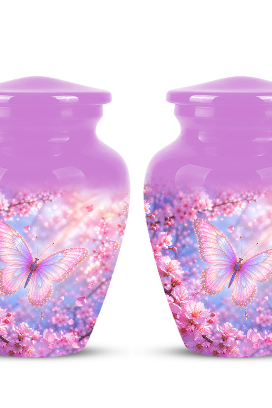 Beautiful Pink Butterfly Cremation Urn - Peaceful Tribute Urns For Mom