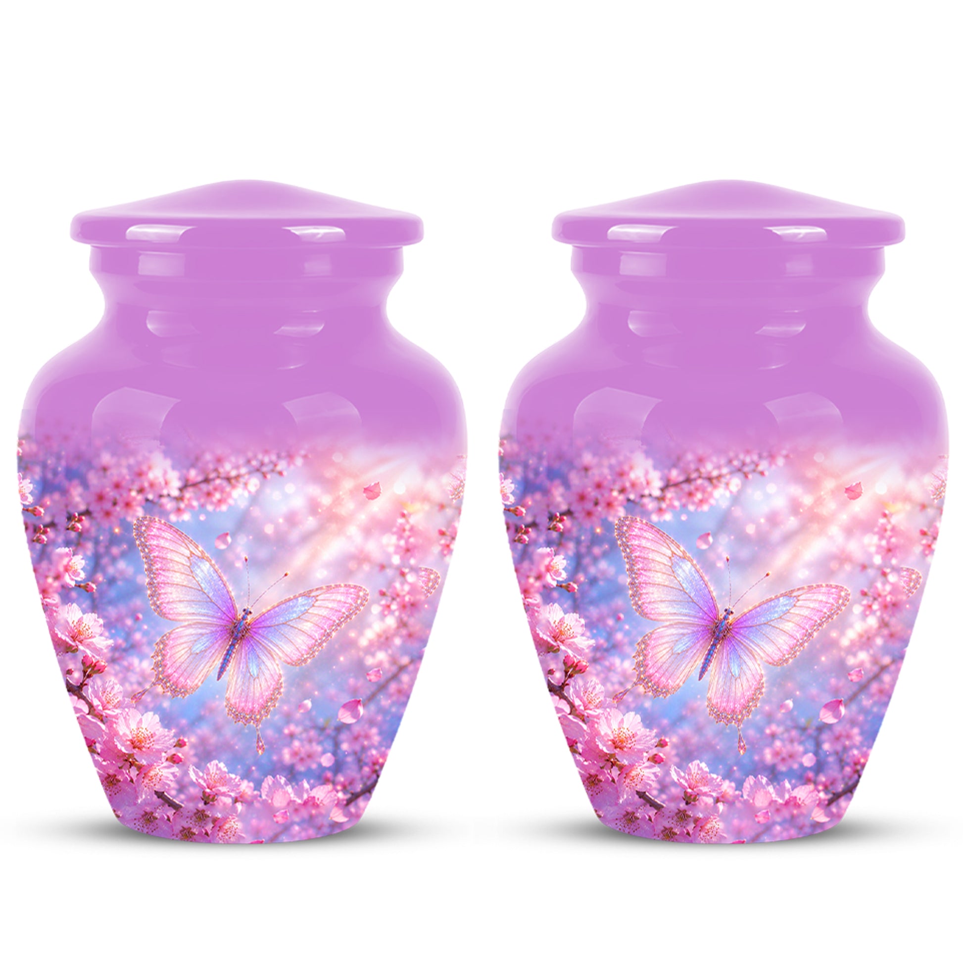 Beautiful Pink Butterfly Cremation Urn - Peaceful Tribute Urns For Mom
