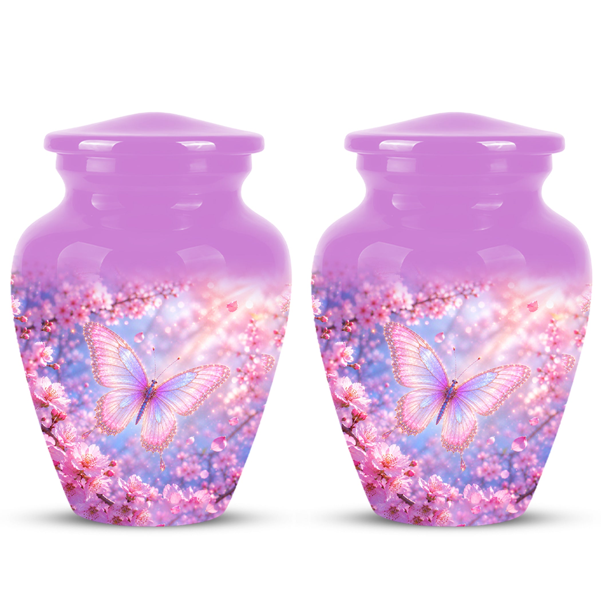 Beautiful Pink Butterfly Cremation Urn - Peaceful Tribute Urns For Mom