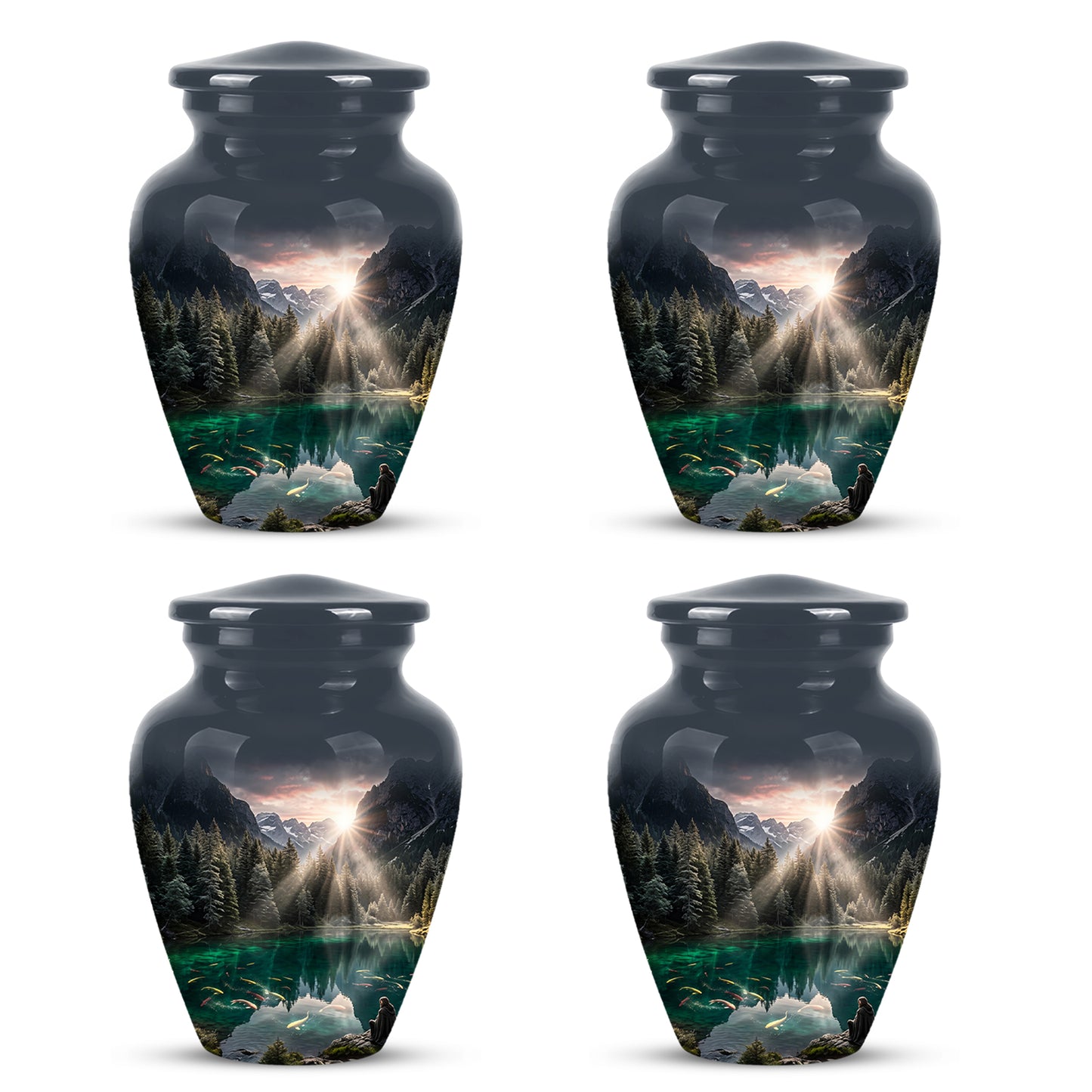 Mountain Lake Cremation Urn - Elegant Nature Urns For Human Ashes